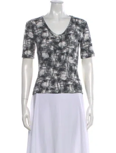 Pre-owned St John Printed V-neck T-shirt In Multi