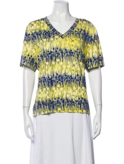 Pre-owned St John Printed V-neck T-shirt In Multicolor