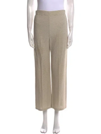 Pre-owned St John Printed Wide Leg Pants In Brown