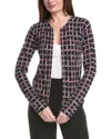 St John St. John Printed Wool-blend Cardigan In Black
