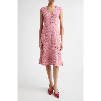 St John St. John Provence Cap Sleeve Tweed Dress In Pink