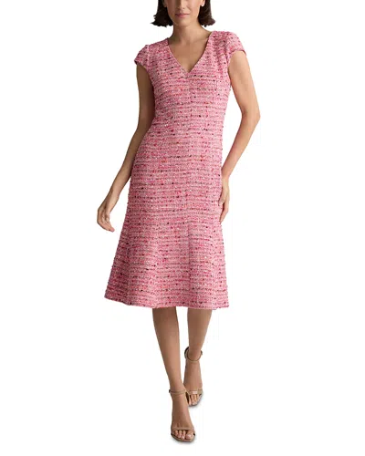 St John Provence Tweed Cap Sleeve Dress In Pink