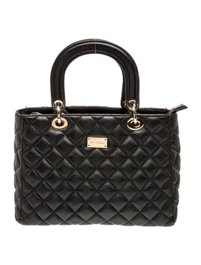 Pre-owned St John Quilted Top Handle Bag In Black