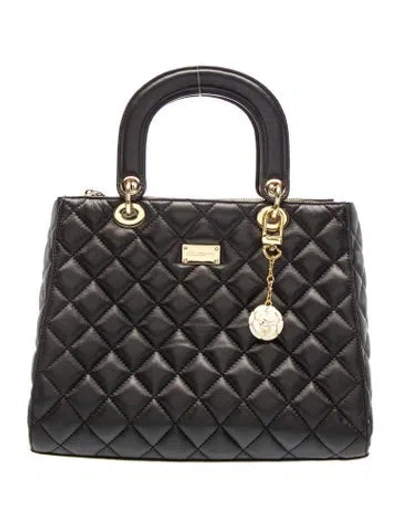 Pre-owned St John Quilted Top Handle Bag In Black
