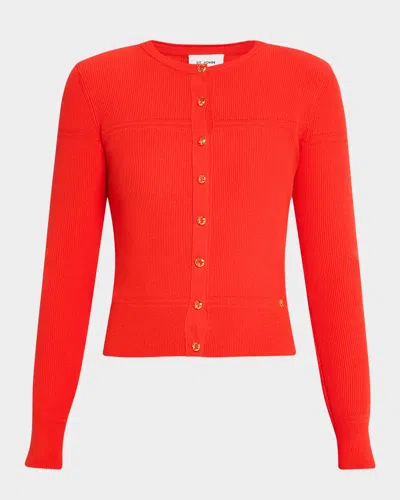 St John St. John Collection Crewneck Cardigan In Geranium