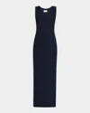 St John Racking-knit Scoop-neck Sleeveless Fine Rib Maxi Dress In Midn