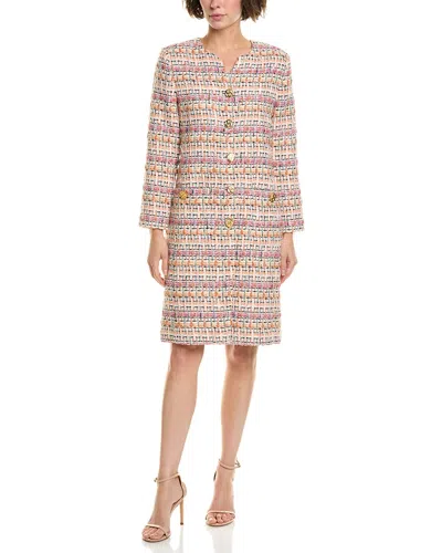St John Raised Plaid Tweed Dress In Neutral