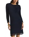St John Re-edition Scalloped Boucle Knit Dress In Midnight