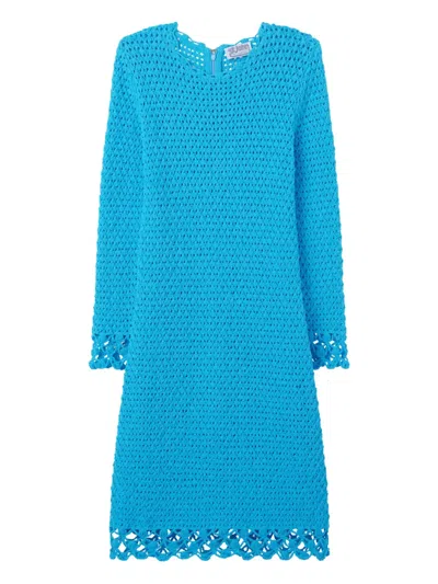 St John Re-edition Ruffle Boucle Dress In Bluebell