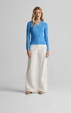 St John Remy Sweater In Fine Mixed Rib Knit In Blue