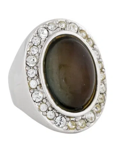 Pre-owned St John Resin & Crystal Mood Ring In Multi