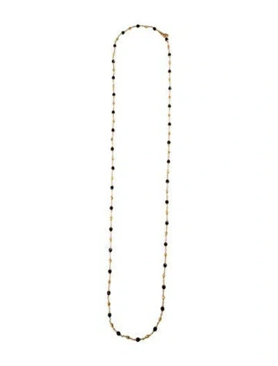 Pre-owned St John Resin Faceted Long Station Necklace, 60" In Black