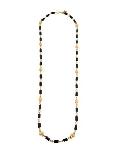 Pre-owned St John Resin Long Station Necklace, 44" In Black
