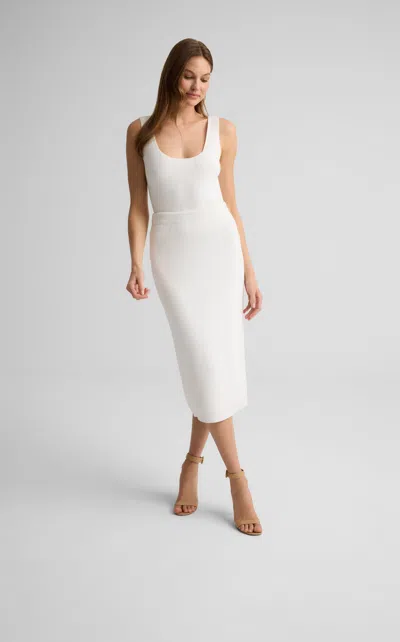 St John Rhea Skirt In Redondo Rib Knit In White
