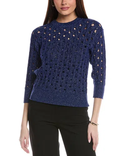 St John St. John Rib Crochet Knit Sweater In Blue