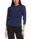 St John St. John Rib Crochet Knit Sweater In Blue