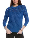 St John Rib Crochet Knit Sweater In Blue