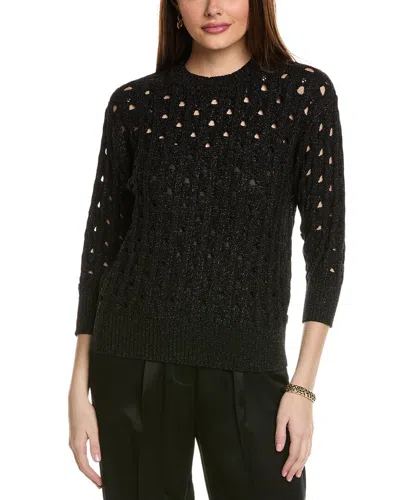 St John Rib Crochet Sweater In Black