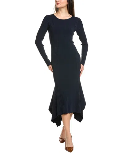 St John St. John Rib Knit Maxi Dress In Blue
