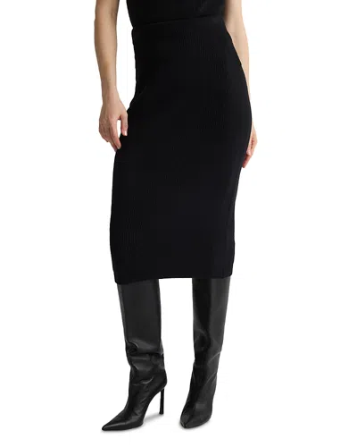 St John Rib Knit Midi Skirt In Black