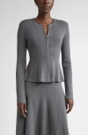 St John St. John Rib Knit Peplum Jacket In Gray