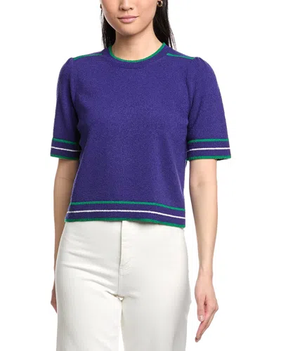 St John Rib Striped Wool-blend Sweater In Purple