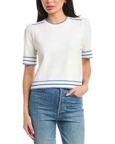 St John St. John Rib Striped Wool-blend Sweater In White