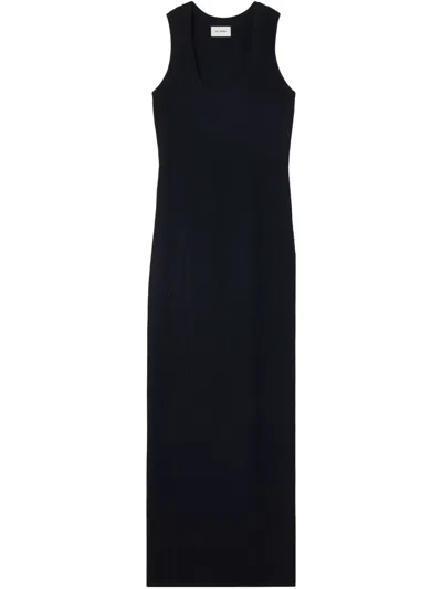 St John Scoop Neck Rib Knit Dress In Midnight