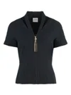 St John Ribbed Short-sleeve Top In Black