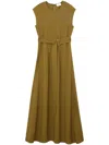 St John Textured Crepe Long Dress In Braun