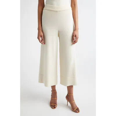 St John St. John Romy Legacy Crepe Kit Ankle Wide Leg Pants In White