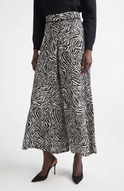 St John St. John Romy Zebra Print Wide Leg Crop Pants In Gray