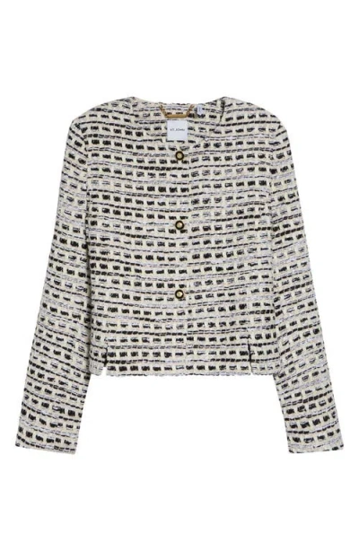 St John St. John Rosa Basket Weave Tweed Jacket In Black