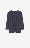 St John Ruched V-neck Top In Nvwh