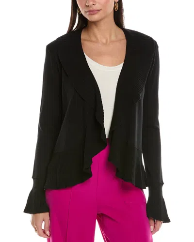 St John St. John Ruffle Cardigan In Black