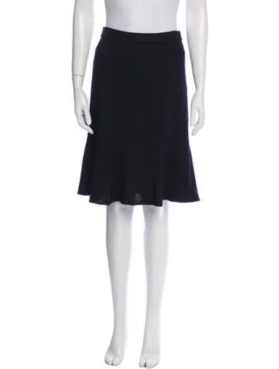 Pre-owned St John Ruffle Embellishment Knee-length Skirt In Blue
