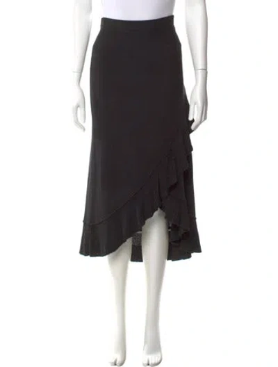 Pre-owned St John Ruffle Embellishment Midi Length Skirt In Black