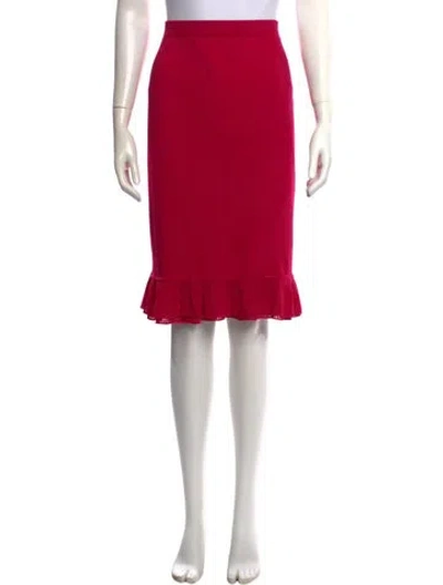 Pre-owned St John Ruffle Embellishment Midi Length Skirt In Pink
