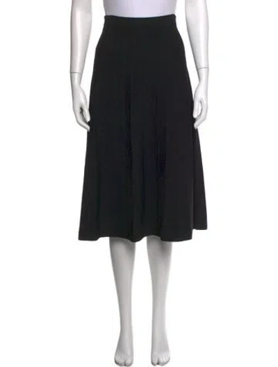 Pre-owned St John Ruffle Embellishment Midi Length Skirt W/ Tags In Black