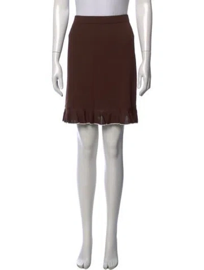 Pre-owned St John Ruffle Embellishment Mini Skirt In Brown