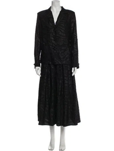 Pre-owned St John Ruffle Embellishment Skirt Set In Black