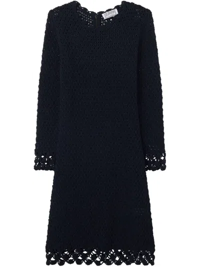 St John Ruffled Bouclé Mini Dress In 蓝色