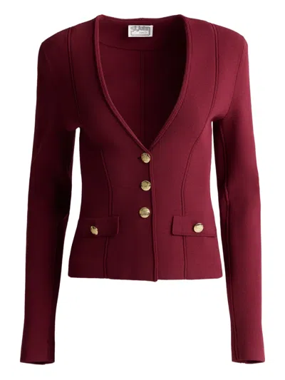 St John Santa Roma Buttoned Jacket In Red
