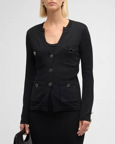 ST JOHN SANTIAGO KNIT BUTTON-DOWN JACKET