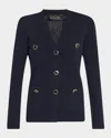 St John Santiago Knit Button Jacket In Midn
