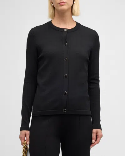 ST JOHN SANTIAGO KNIT CREWNECK CARDIGAN