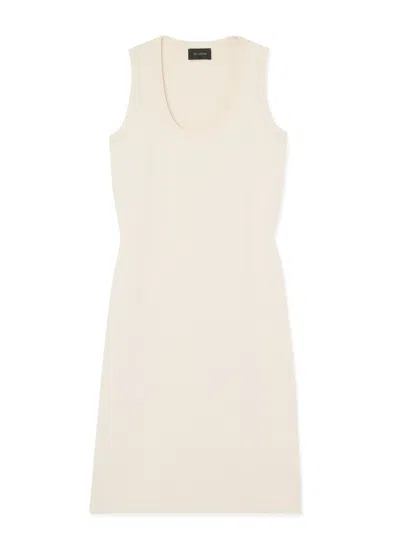 St John Santiago Knit Scoop Neck Dress In Ecru