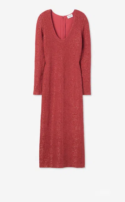 St John Satin Back Crepe Dress In Burgundy