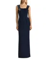 St John St. John Collection Satin Back Crepe Dress With Bow & Shawl In Midnight