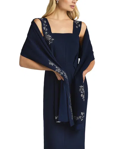 St John Satin Back Crepe Sequin Scarf In Midnight
